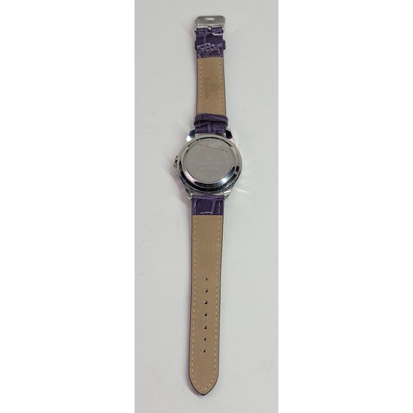 Louis Arden LA7258 Wrist Watch Purple Leather Band Crystal Bezel Japan Works! - Picture 14 of 16